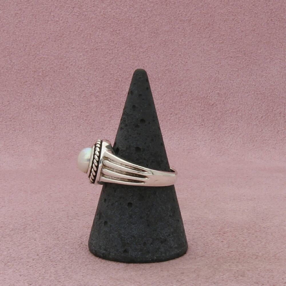 sterling silver braided pearl ring size 8 - Picture 2 of 3